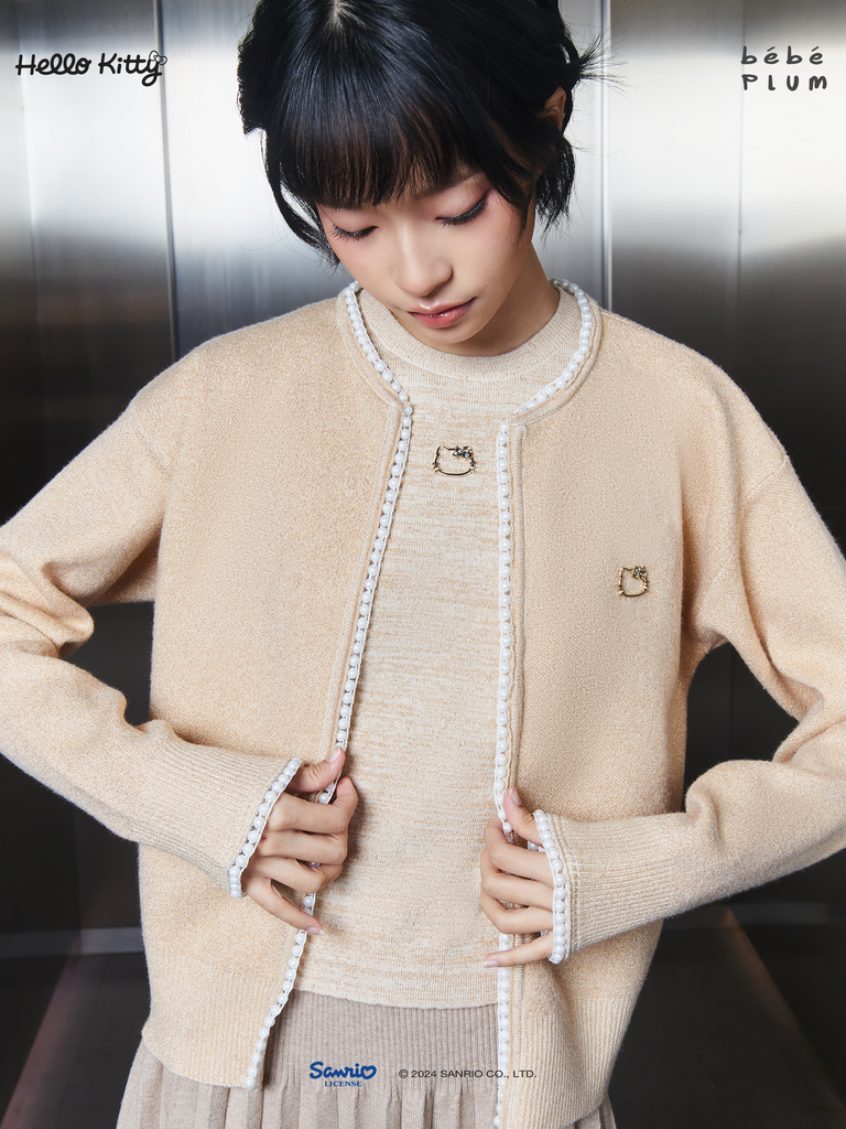 HELLO KITTY PEARL KNIT CARDIGAN - HELLO KITTY KNIT TANK TOP